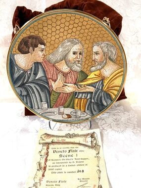 Da Vinci's Last Supper Ltd Ed Hand Etched & Painted 8.5" Plate #208/2000 Italy